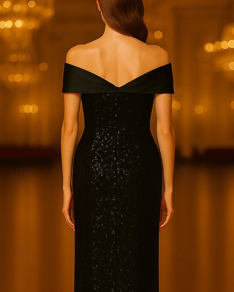 Sheath Column Floor Length Prom Dresses Evening Gown Ball Gown Formal Dress Elegant Glittering Celebrity Style Sleeveless Off Shoulder Garden Party Wedding Stretch Satin Sequined with Bow(s) Ruched 2026 - $183.99 –P2