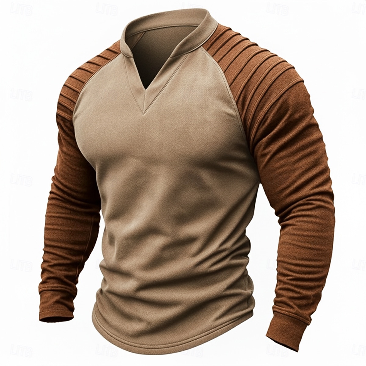 Férfi Tee Top Hosszú ujjú ing Hosszú ujj V-alakú Ősz Tél Tömör szín Szüret Napi Retro Fodrozott Színes Szabadtéri Utca Hétköznapi Kék Bíbor Barna Férfi felső póló 2025 - $26.99 –P2