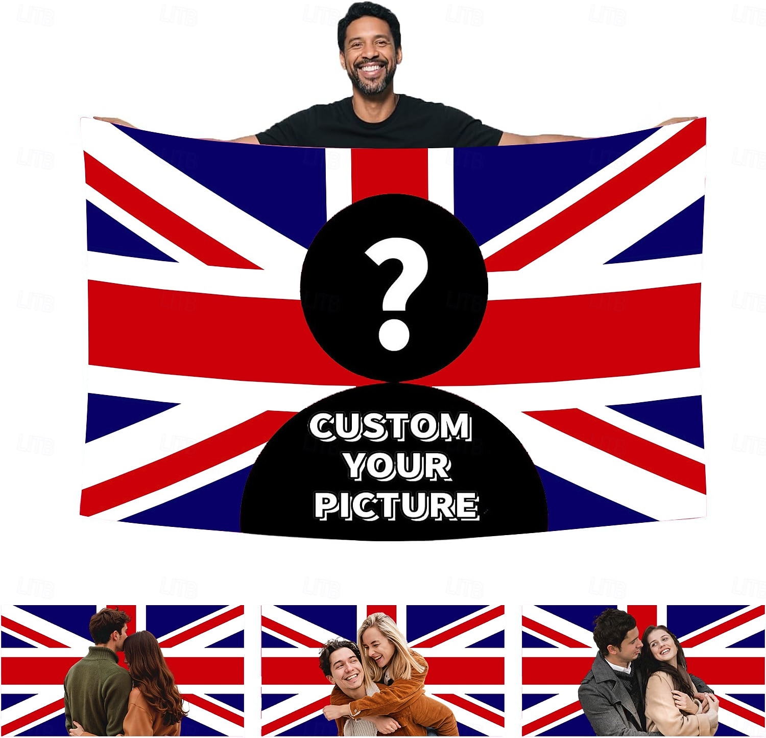 Personoitu, räätälöity Union Jackin Ison-Britannian lippu -valokuvaseinävaate juliste, luo oma kuvasi kodin sisustukseen, asuntoloihin, makuuhuoneisiin, olohuoneisiin, klubeihin, baareihin, 2026 - $9.99 –P2