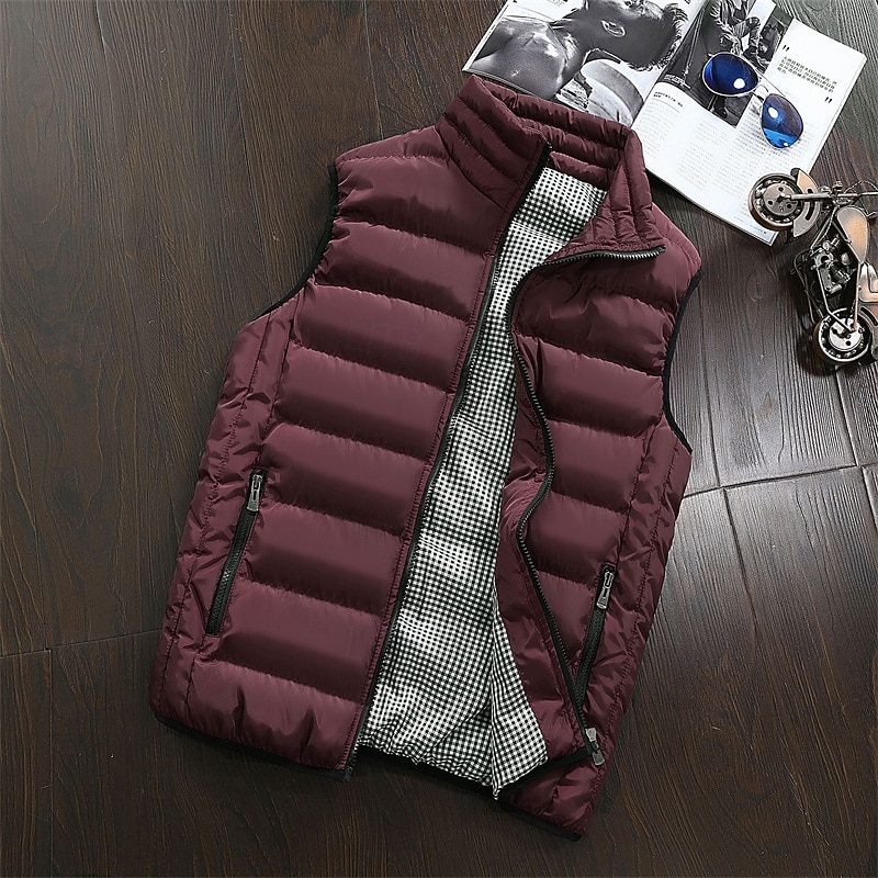 Ανδρικά Γιλέκο Puffer Veste Gilet Διακοπές Καθημερινά Ημερομηνία Μοντέρνα Καθημερινό Φθινόπωρο Χειμώνας Τσέπη Πολυεστέρας Διατηρείτε Ζεστό Άνετο Συμπαγές Χρώμα Φερμουάρ Όρθιος Γιακάς Κανονικό 2026 - $29.99 –P13