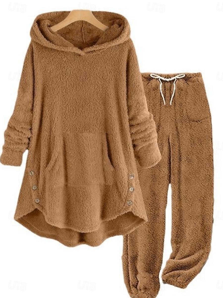 Femmes Ensembles de Pantalons manche longue À capuche Uni Mode Streetwear Quotidien Occasionnel Quotidien Noir Blanche Jaune Printemps Coupe Ample de 2026 ? $49.99 –P2