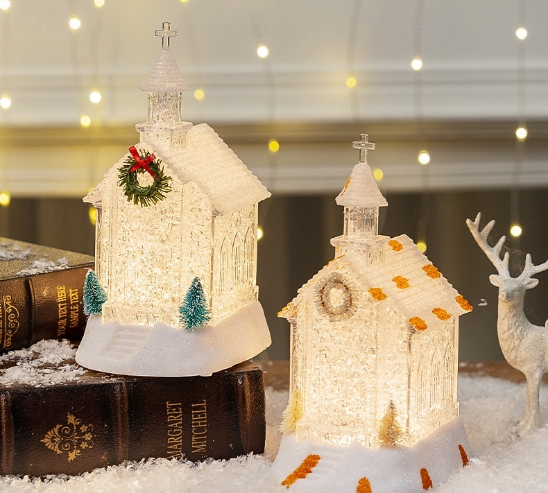 Christmas Transparent House LED Wind Light Indoor Bedroom Living Room Dining Room Study Room Church Desktop Decorative Light Pendant Light AAA Battery Box 21.5CM/8.46Inch 2025 - CAD $16.99 –P1