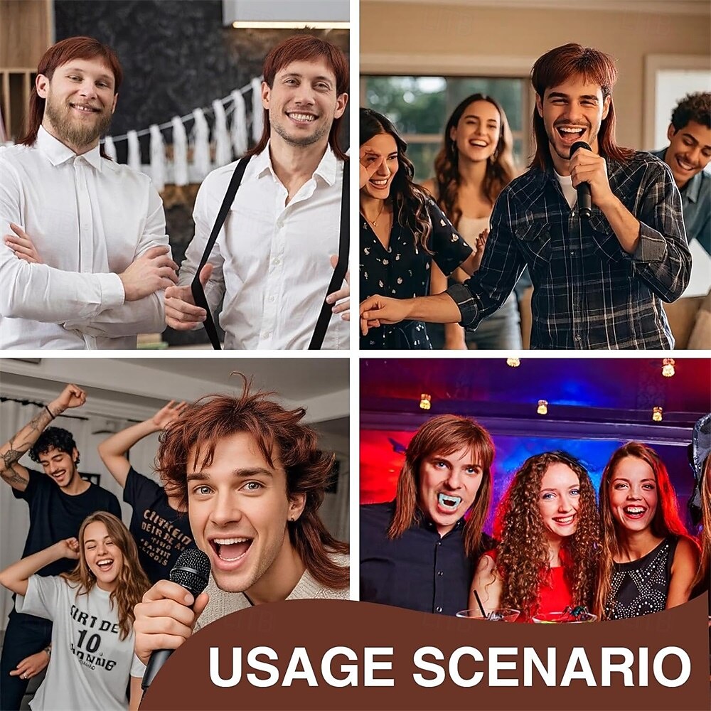 2026年 マレットウィッグ 80年代風コスチューム ファンシー 14インチ 男性用マレットウィッグ  コレクション – $21.99 –P7