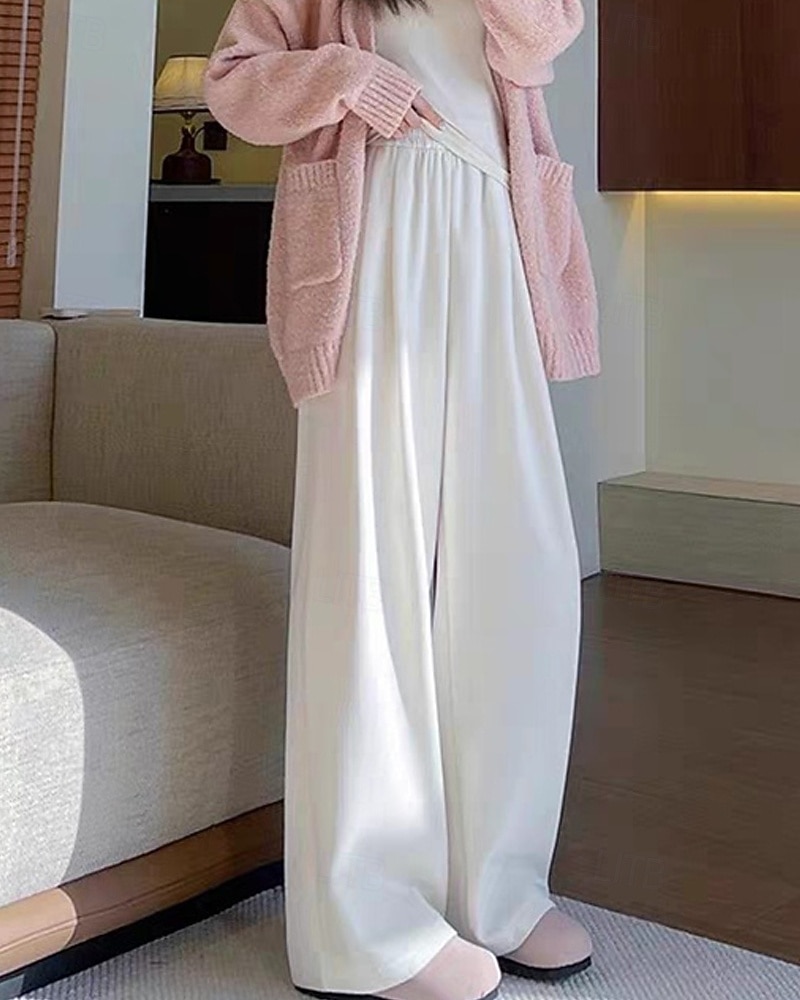 Per donna Pantaloni in Pile Gamba larga Pantaloni Moda Streetwear Lunghezza intera Vita Alta Semplice Elastico in vita Lavorato a maglia Caldo Confortevole Micro-elastico Streetwear Abbigliamento del 2025 a $27.99 –P2