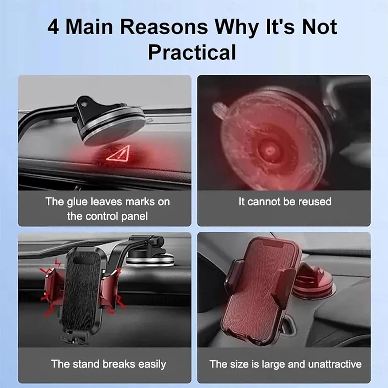 Nastavitelný držák do auta s otočným 360stupňovým uchycením se silikonovým protiskluzovým úchopem, silný adsorpční držák do auta pro všechny mobilní telefony bez nutnosti použití 2026 - $19.99 –P7