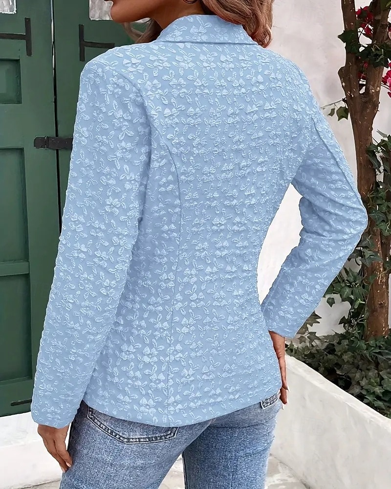 Dam Kavaj Bekväm Mönster Elegant Mode Utomhus Blomma Utekväll Ledigt / vardag Helgen Cardigan Normal Kavajslag Normal Långärmad Ytterkläder Svart Rubinrött Blå Vår Höst 2025 - $25.99 –P6