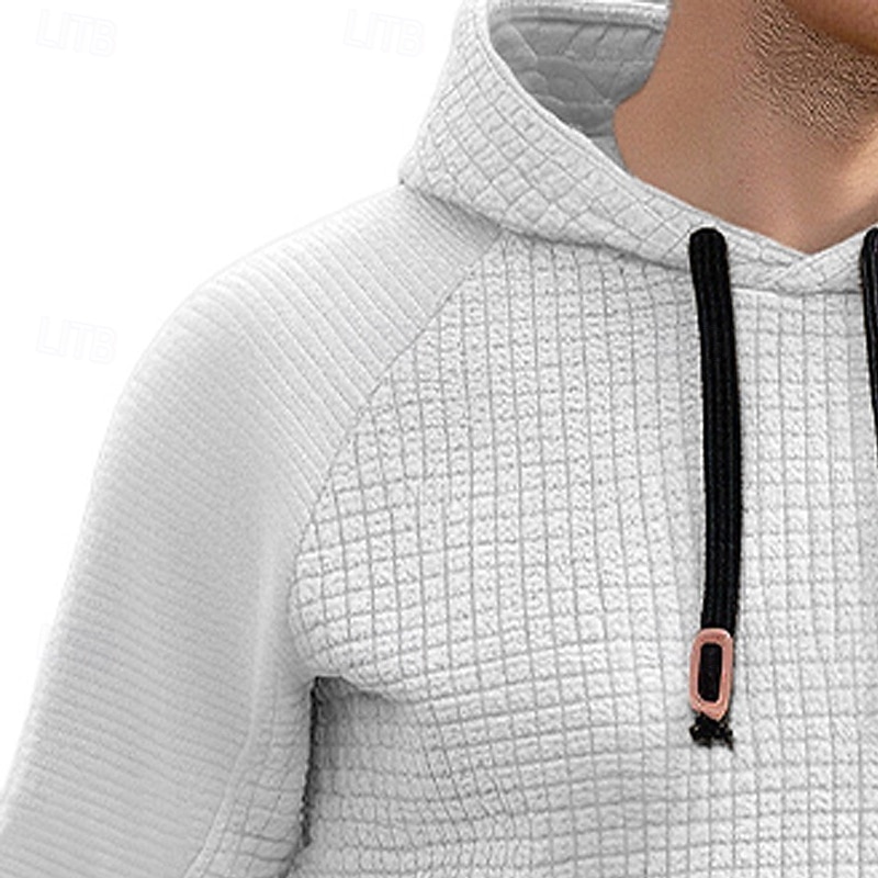 Per uomo Felpa con cappuccio Felpa con cappuccio a nido d'ape Nero Bianco Cachi Grigio chiaro Grigio scuro Con Cappuccio Semplice Pieghettato Patchwork Testurizzato Sport & Outdoor Casuale Quotidiano del 2025 a $23.99 –P7