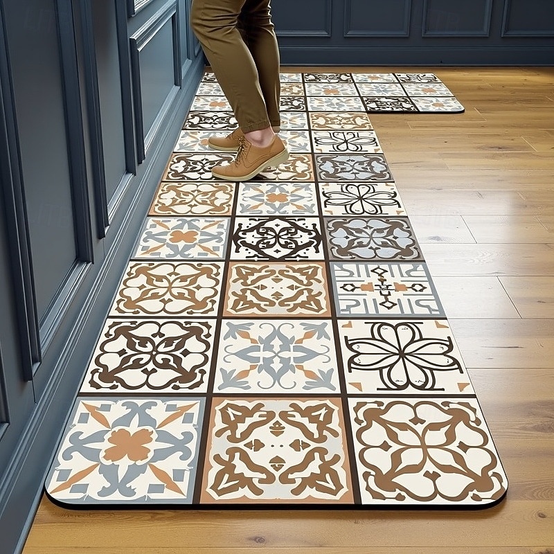 Kuchyňské běhouny, jednoduché moderní domácí kuchyňské rohožky, křemelina, savá, odolná proti olejům, rychleschnoucí, odolná proti skvrnám, snadná údržba, řezatelné, protiskluzové, koberce do vchodu, 2025 - $7.49 –P3