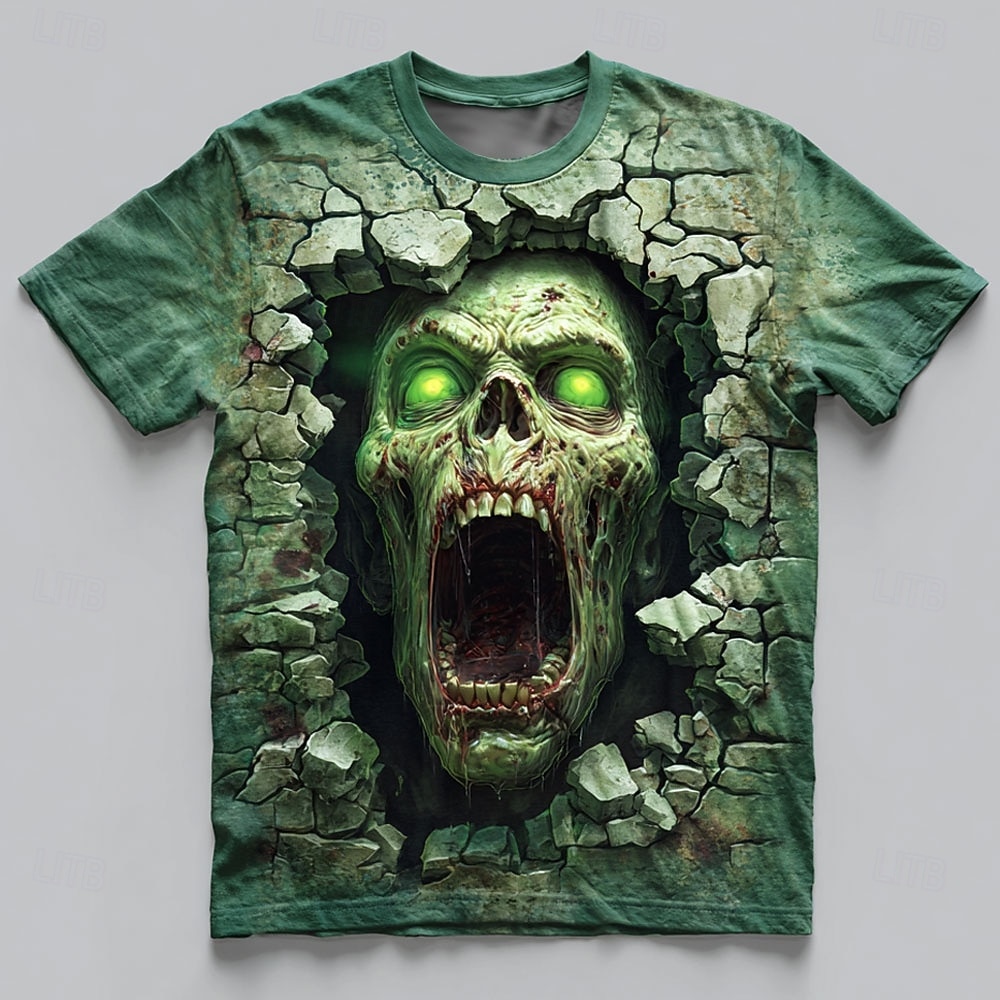 Halloween Pánské 3D tisk Zombie 3D Tričko Krátký rukáv tričko 3D tisk Tričkový Košile Přehnaný Designové Horor Párty ulice Dovolená Zelená 1# Zelená 2# Zelená 3# Léto Jaro Celý rok Oblečení S M L XL 2025 - $20.99 –P2
