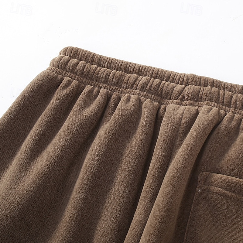 Herren Jogginghose Fleecehose Hose Winterhose Kordelzug Tasche Elastischer Bund Einfach Komfort Warm Sport im Freien Täglich Mode Lässig Schwarz Khaki Mikroelastisch 2026 - $28.99 –P10