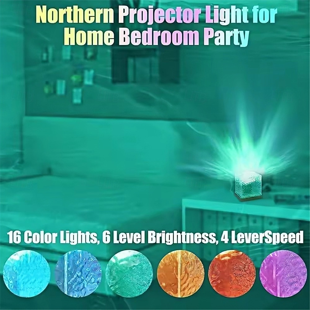 Ocean Wave Projector Light USB, 16 Colors Gradual Rotating Water Lamp with Remote Control, Beach Decor Sea Themed Northern Lights Projector for Office Bedroom Bar Restaurant 2026 - $26.99 –P4