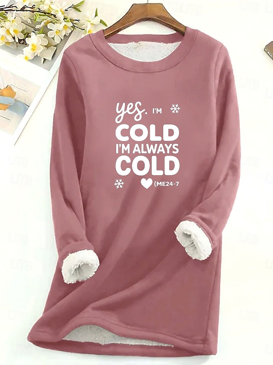 Sudadera para mujer, con letras estampadas, cálida, informal, afelpada, de manga larga, cuello redondo, tops largos, estilo urbano, informal, rosa claro, negro, rosa oscuro, azul, primavera, otoño e 2025 - $23.99 –P5