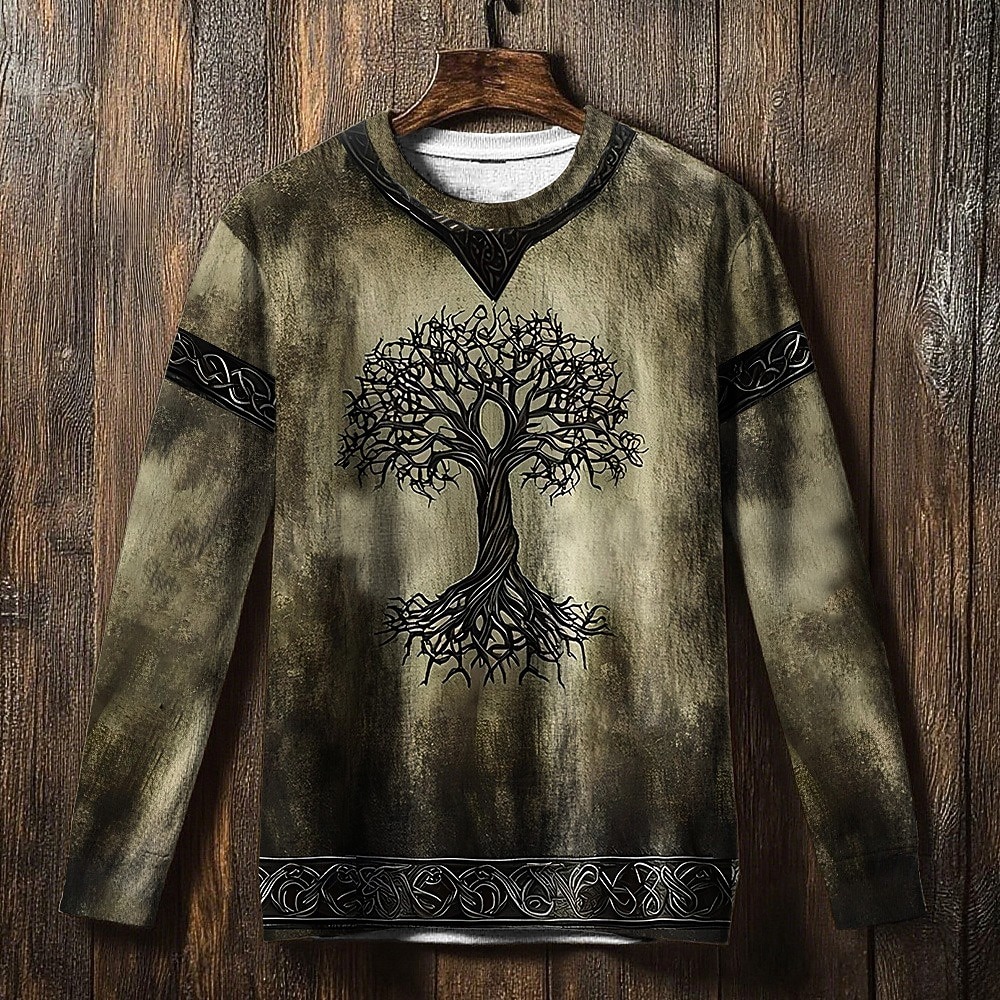 Per uomo Maglia Blu Verde Cachi Girocollo Albero della vita Yggdrasil Nodo celtico Stampato Casuale Quotidiano Abbigliamento casual alla moda Vintage Vichingo Autunno Inverno Abbigliamento Felpe con del 2026 a $29.99 –P3