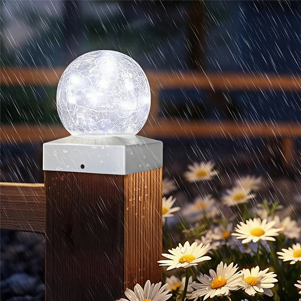 1 lámpara LED solar para jardín exterior, decorativa, de ambiente, para paisaje, faro delantero, bola de cristal agrietada, luz LED 2026 - $23.99 –P9