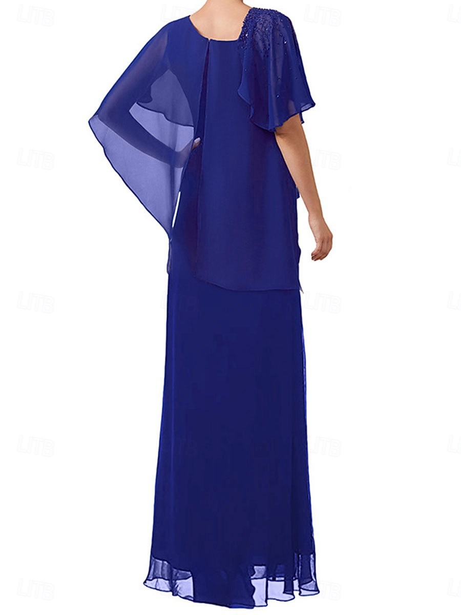A-linie šaty pro matku nevěsty elegantní jednoduché čtvercový výstřih kotníková délka chiffon krátký rukáv s jednobarevným potiskem 2025 - $149.99 –P2