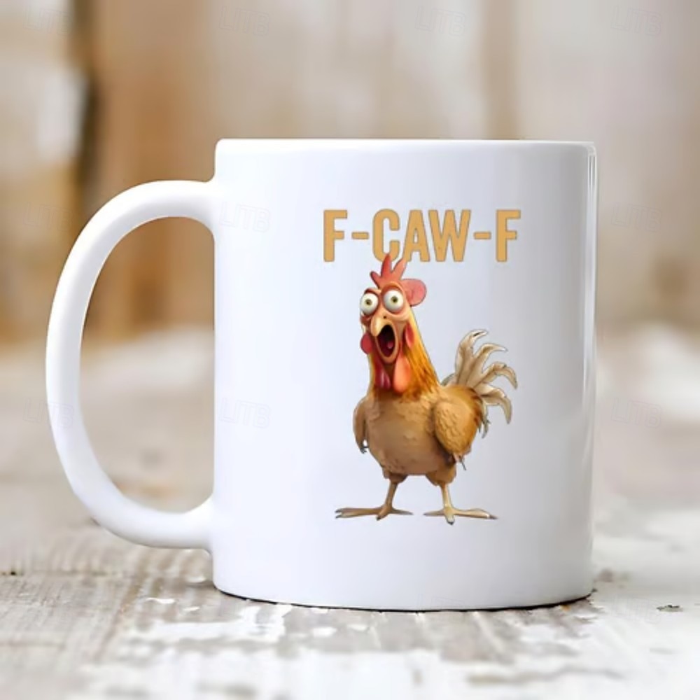 f-caw-f tazza divertente con pollo, gallo umoristico, tazza da caffè, gag,  regalo di Natale, image size:1000x1000