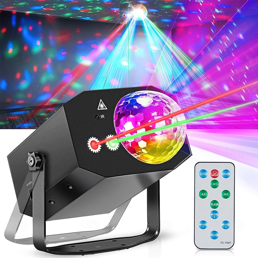 DJ Laser Party Lights Disco Light with RGB Strobe Light Show Music Sound Activated/Remote Control for DJ Parties Stage Karaoke Club Home Birthday 2026 - $62.99 –P1