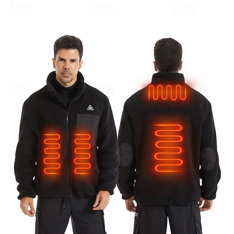 Giacca in pile da uomo, giacca riscaldata, formale, da casa, tascabile, autunno inverno, tinta unita, attiva, neutra, colletto della camicia, giacca nera kaki normale (batterie non incluse) del 2025 a $111.99 –P9