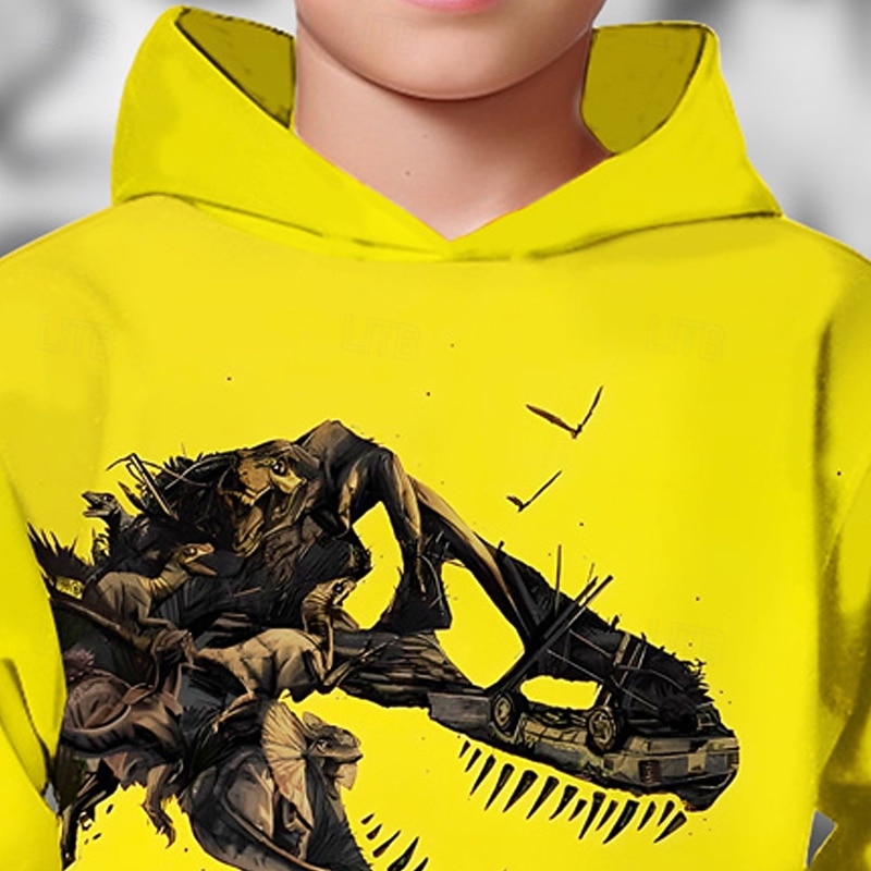 Хэллоуин Мальчики 3D Динозавр Толстовка Длинный рукав Весна Осень Мода Уличный стиль Дети 4-12 лет Капюшон на открытом воздухе Повседневные Стандартный 2025 - €16.84 –P2