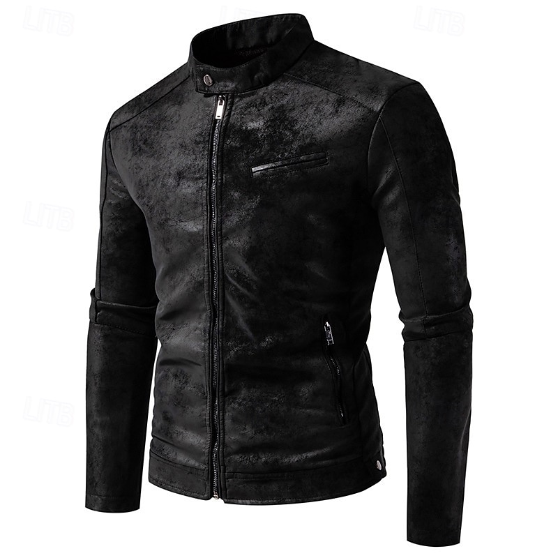 Per uomo Giacca in Ecopelle Giacca da Biker Giacca da Moto Vacanza Quotidiano Antivento Caldo Tasca Autunno Inverno Semplice Moda Classico Collo alla coreana Regolare Nero Marrone Verde Giacca del 2025 a $58.99 –P5
