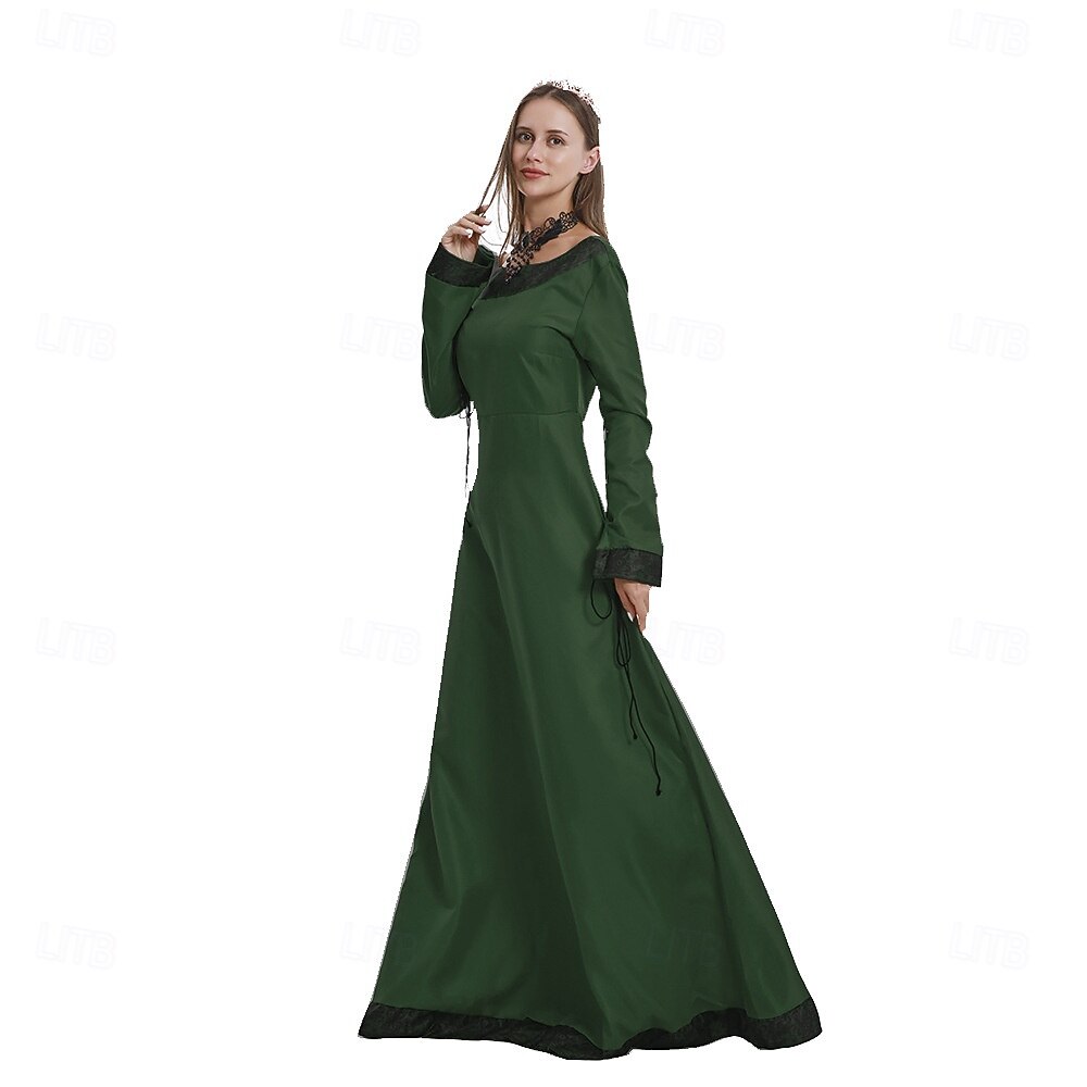 Retro Vintage Medieval Renaissance Floor Length Tunic Dress Viking Celtic  Knight Fancy Dress Women's Celtic Viking Halloween Carnival Performance  LARP Ren Faire Adults Dress 2026 - AU $47.89