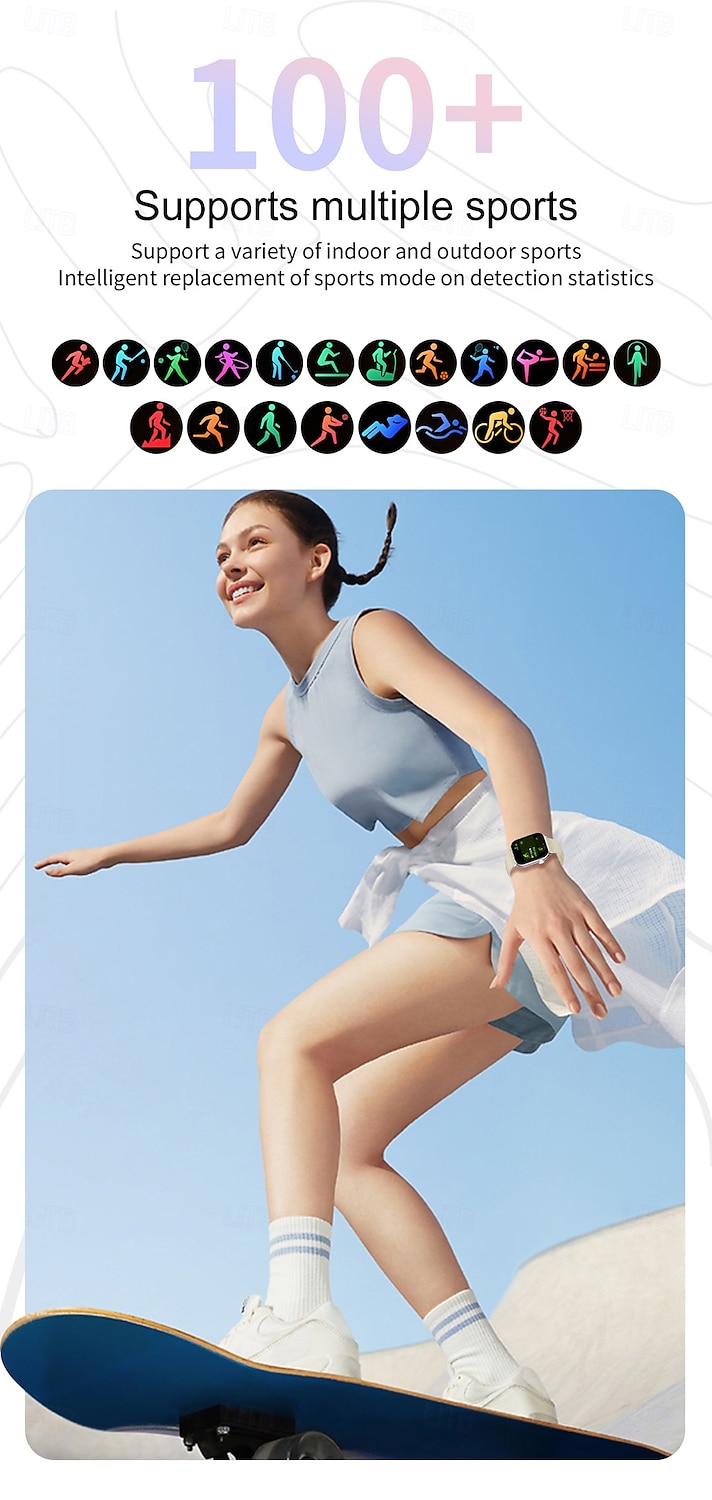 Montre connectée grand écran 1,85 pouces pour hommes et femmes, appels Bluetooth, 100 modes sportifs, fréquence cardiaque, sommeil, santé, musique locale, météo de 2025 ? $57.99 –P8