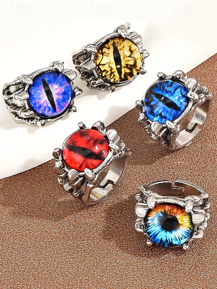 Мужское кольцо из сплава «глаз дракона» на Хэллоуин, регулируемое украшение в стиле готического панка в виде глаза монстра для косплея, вечеринок и фестивалей 2026 - $8.99 –P3