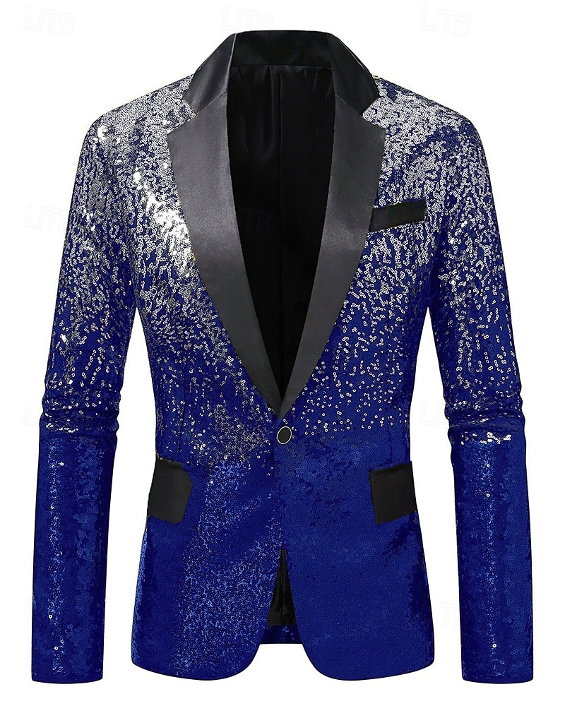 رجالي سترة عمل حفلة كوكتيل حفلة الزفاف موضة كاجوال الربيع الخريف بوليستر تدريجي ترتر جيب مريح صدر فردي سترة رياضية أزرق أرجواني ذهبي أخضر 2025 - $84.99 –P10