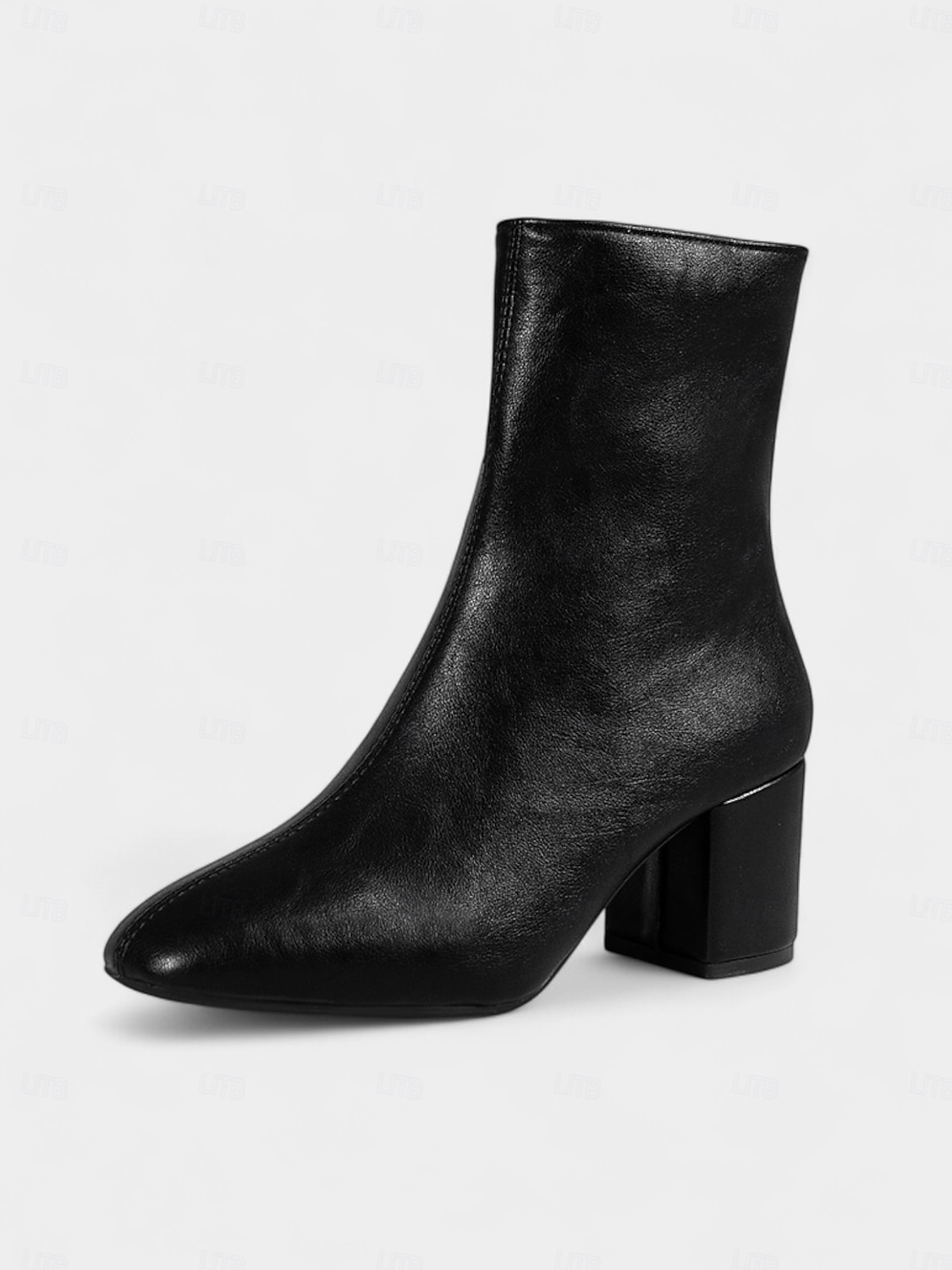 Botas femininas brancas de couro sintético – botinhas estilosas com salto grosso e zíper lateral para looks casuais, de trabalho e do dia a dia de 2025 por $34.99 –P2