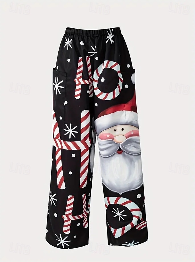 Per donna Gamba larga Chinos Essenziale Casual Lunghezza intera Vita AltaPantsNatale Grafico Babbo Natale Astratto Fascia Elastica Inelastico Formale Vacanza Streetwear Rosa chiaro Marrone scuro del 2025 a $36.99 –P12