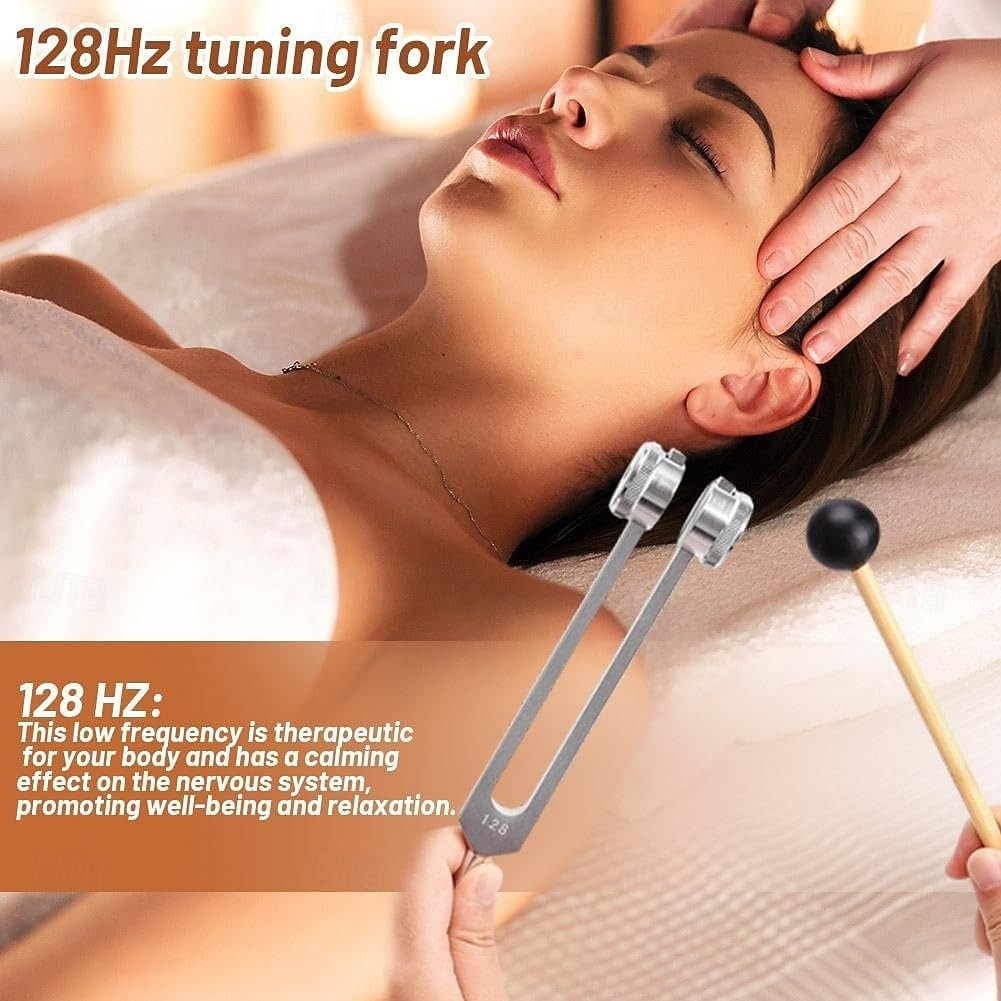 128 Hz The Healing Instrument, Aluminum Alloy Sensory Tuning Fork Set with Silicone Hammer, Cleaning Cloth & Storage Bag, Sound Therapy Yoga and Meditation Accessories 2026 - $16.99 –P8
