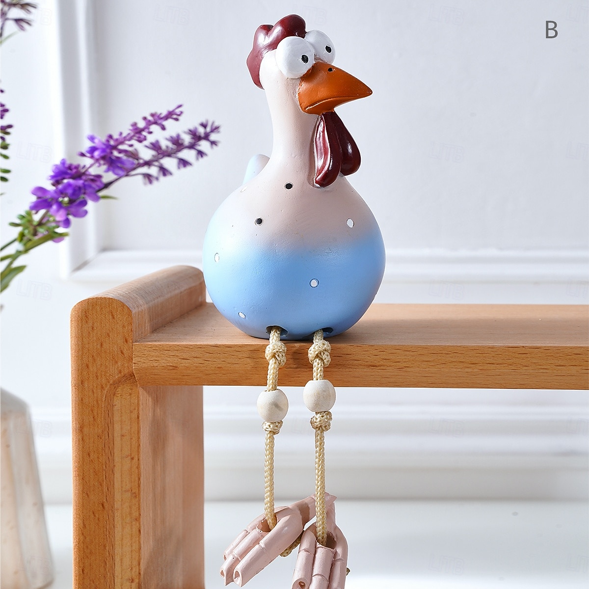 Søt og morsom storøyd kyllingfigur med lange bein – kreativ hagehengende kylling- og kalkunskulptur, miniatyrkunstpynt for hjem og utendørs hagedekor 2025 - $9.99 –P6