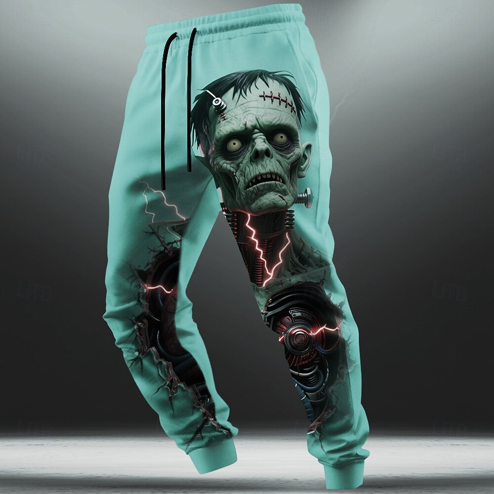 Herren Gothic-Horror Zombies Jogginghose Hose Mittlere Taille Kordelzug Elastischer Bund Dunkler Gothic-Stil Outdoor Ferien Sportliche Jogginghose mit Taschen Frühling Herbst 3D-Druck Blau Orange Grün 2026 - $24.99 –P1