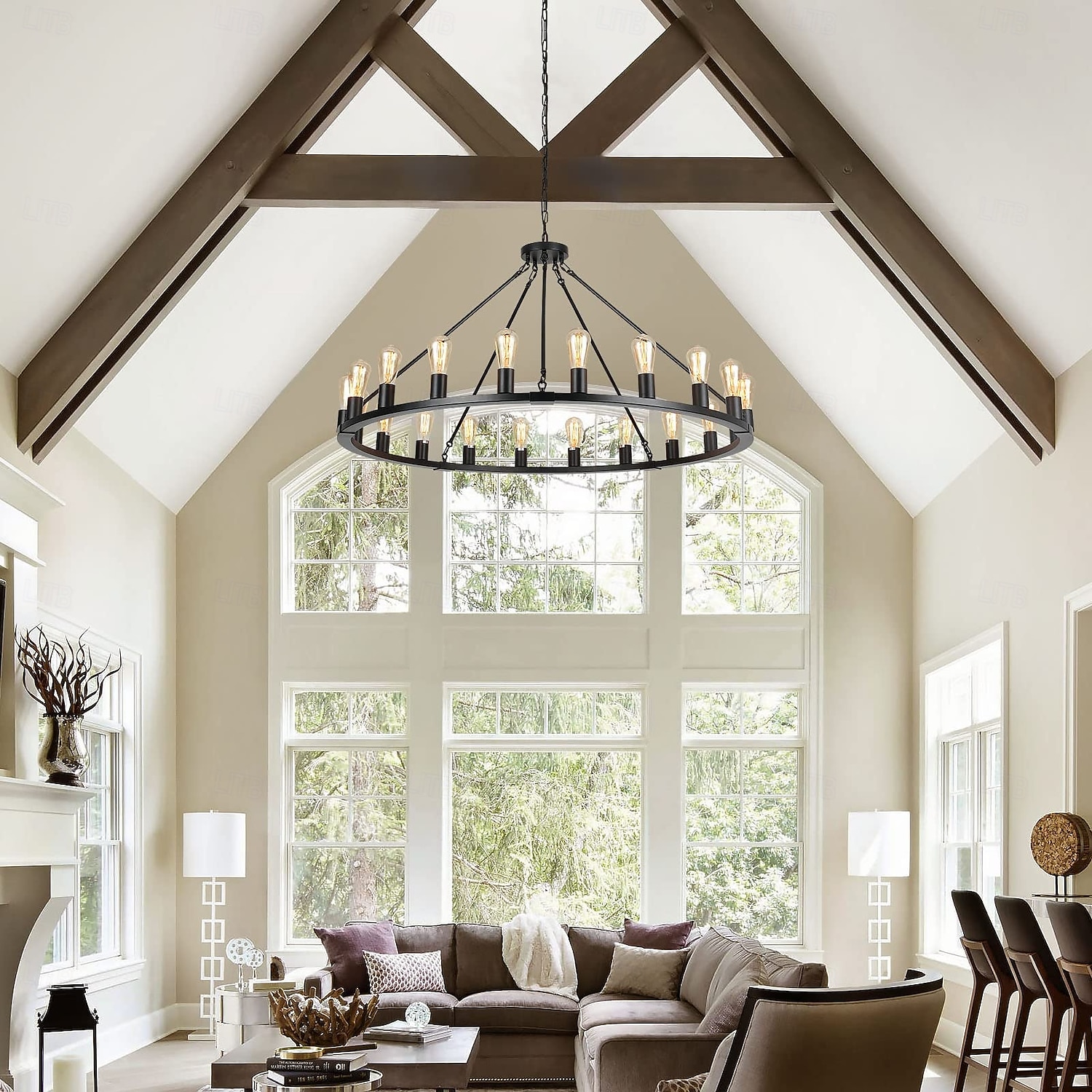 led csillár fekete kerekeken 20 fényes nagy kerek rusztikus vidéki csillár ipari lámpatest étkezőbe nappali konyha sziget előtér előszoba 2026 - $503.99 –P4