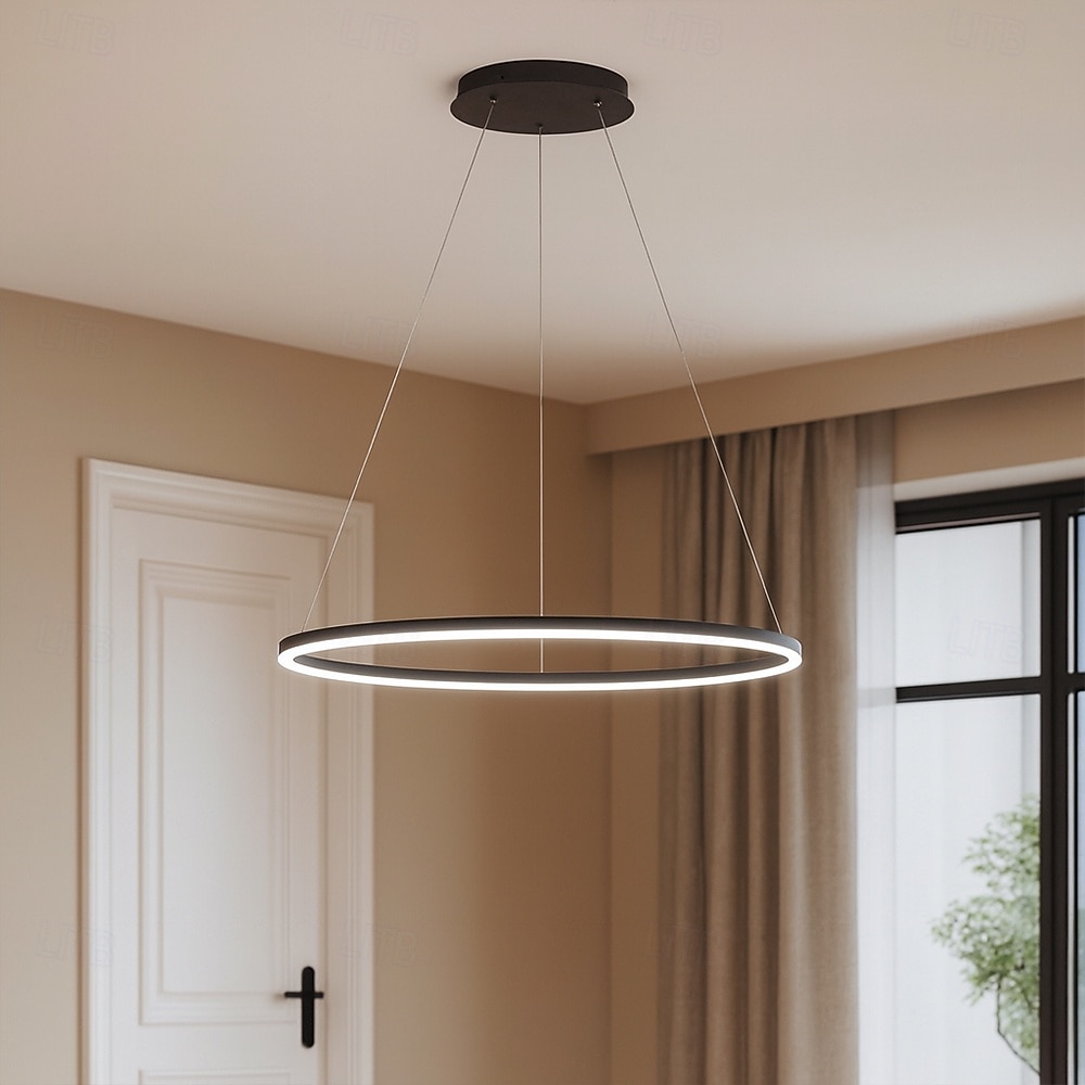 2026年 LED　ペンダント　ライト　40/60/80cm　1ライト　リングサークル　デザイン　調光可能　アルミニウム　塗装仕上げ　豪華　モダン　スタイル　ダイニングルーム　ベッドルーム　ペンダント　ランプ　110-240v　リモコン　調光可能  コレクション – CAD $235.05 –P9