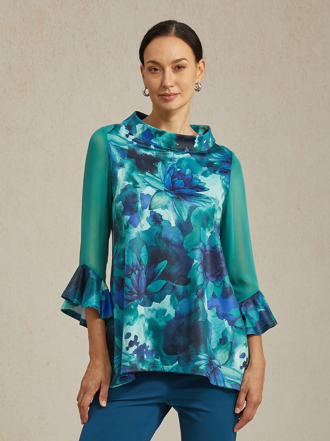 Chemisier femme vert tie dye floral pull en tricot extensible coupe confortable décontracté vacances printemps été automne de 2025 ? $61.99 –P7