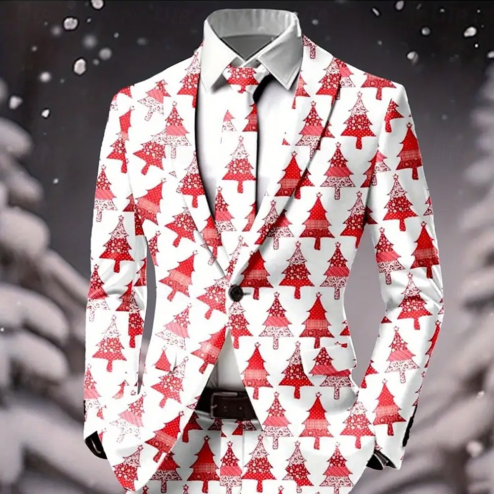 Pánské Blejzr Kabát Vánoce Dovolená Ležérní Běžné Denní Na běžné nošení Podzim zima 100% polyester Sněhová vločka 3D tisk Knoflíky Zahřívací Pohodlné Jednořadé Blejzr Červená 1 Červená 4 Červená 3 2025 - $64.99 –P6