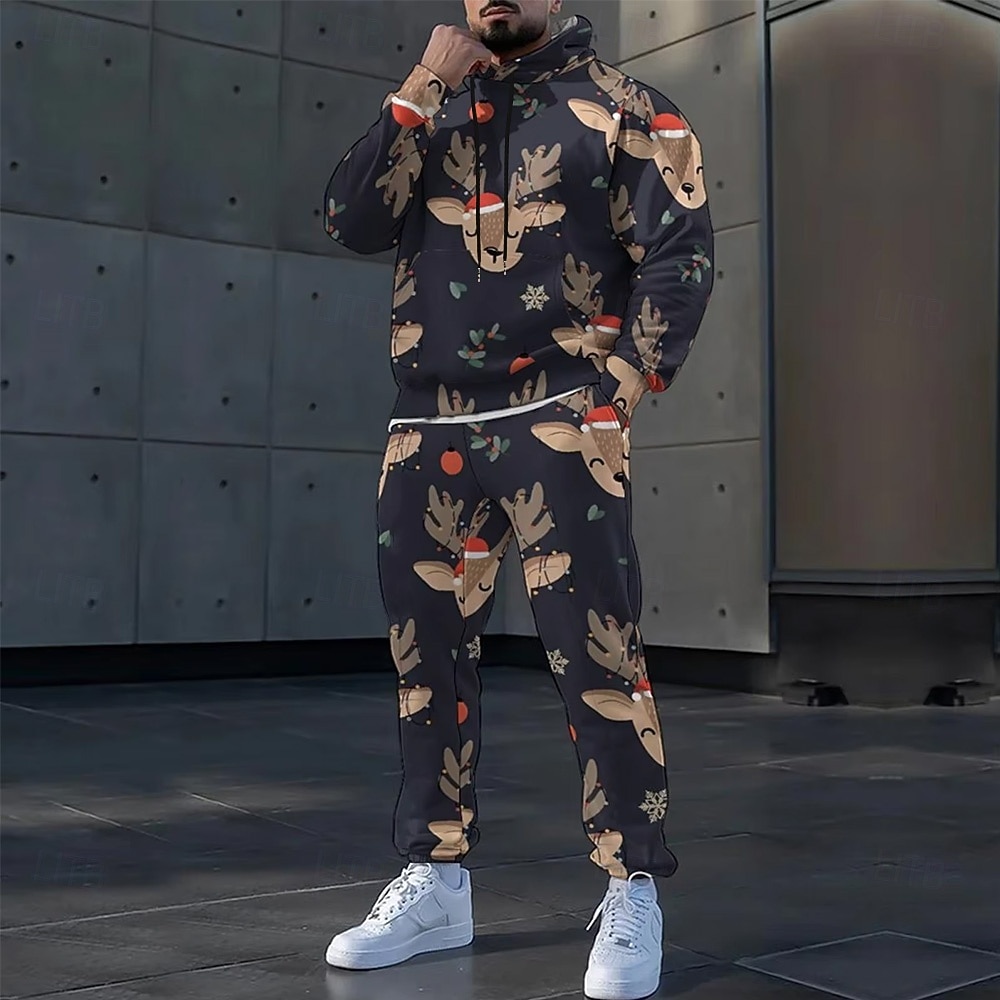 Navidad Hombre Cada Copos de nieve 2 piezas Conjuntos de sudaderas 3D Chándal Sudadera con capucha Manga Larga Pantalones largos Con Capucha Casual / Diario Ropa Deportiva Diario Festivos Impresión 3D 2025 - $46.99 –P6