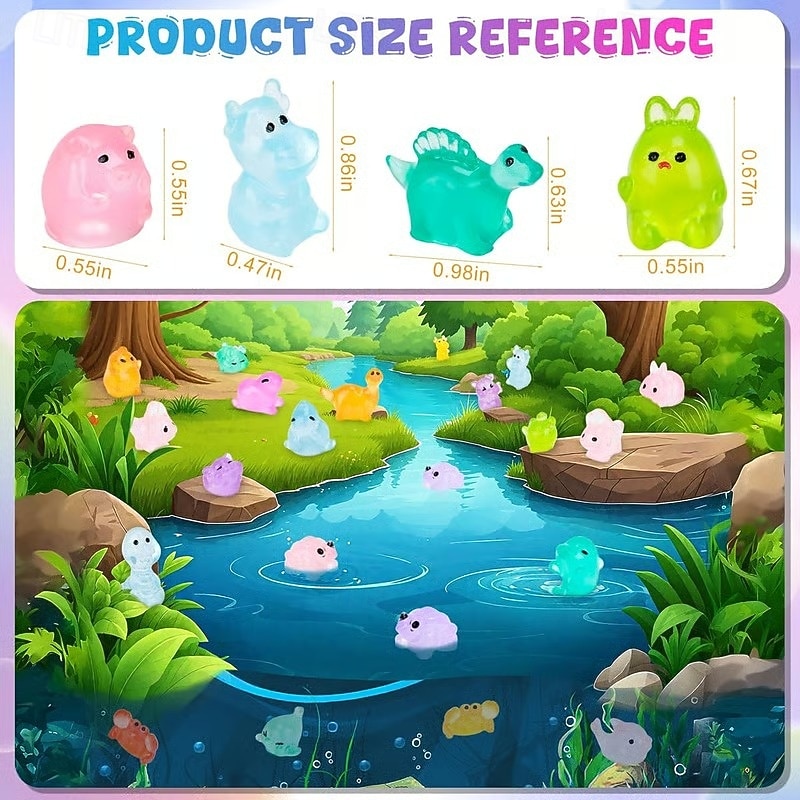 μίνι ζώα ρητίνης που φωσφορίζουν στο σκοτάδι, τσάντα μυστηρίου 50/100/200 τεμαχίων με μικροσκοπικές πάπιες, κουνέλια, γάτες, χελώνες και άλλα, χειροτεχνίες DIY, κήπος με νεράιδες, διακόσμηση σπιτιού, 2026 - $9.99 –P7