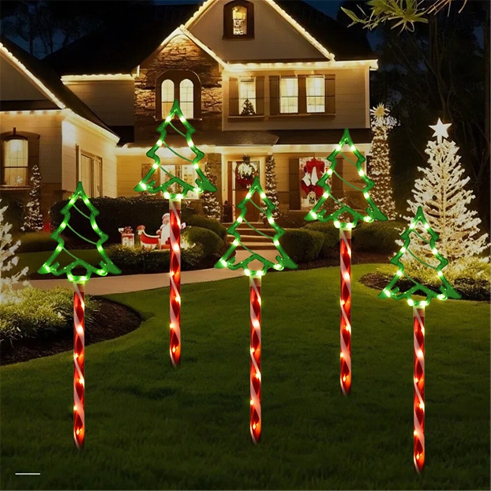 Luces solares para árbol de Navidad con 5 enchufes para insertar en el suelo, luces decorativas para jardín al aire libre, luces festivas para Navidad. 2025 - $18.99 –P2