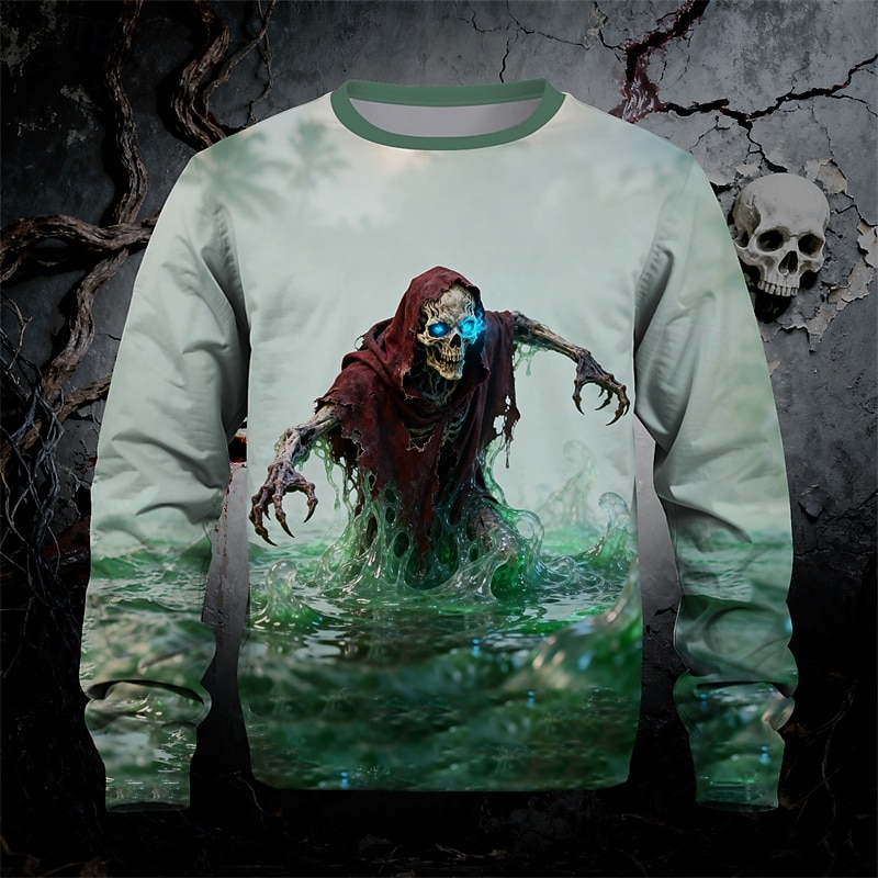 Víspera de Todos los Santos Chico 3D Cráneos Sudadera Manga Larga Primavera Otoño Moda Básico Niños 4-12 años Cuello Barco Exterior Casual Diario Ajuste regular 2025 - $17.49 –P1