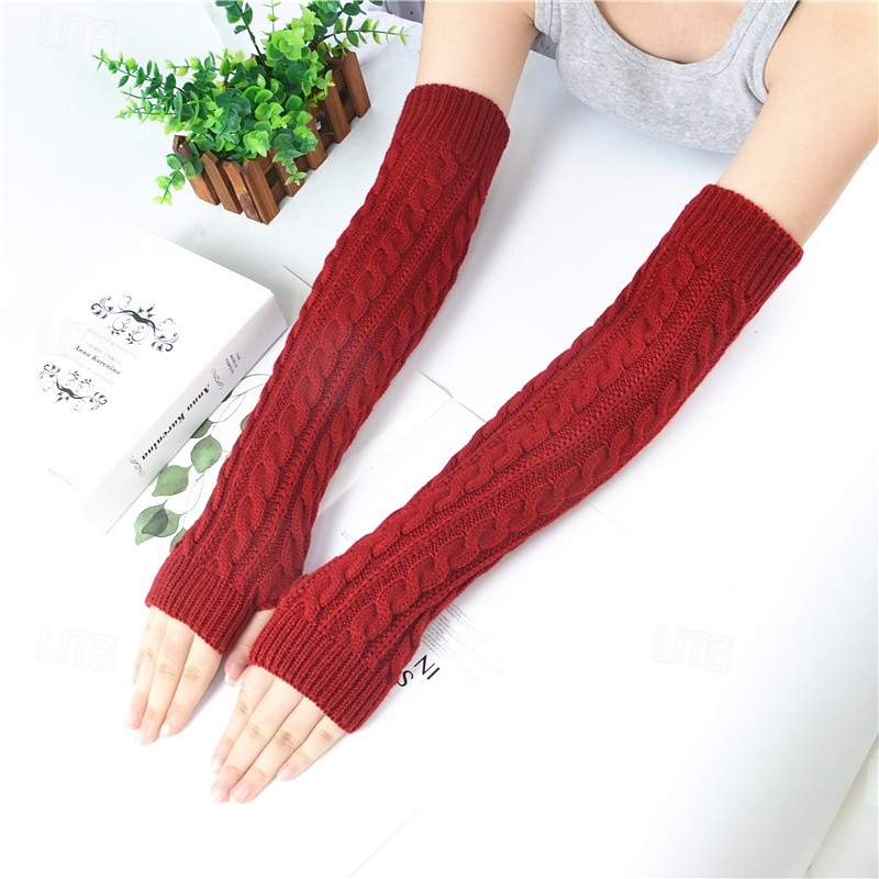 Naisten pitkät talvineulehihat, kynnettömät akryylikäsineet, lämpimät kädettömät neuleet syksyyn ja talveen, pitkät hihanlämmittimet 2026 - $10.99 –P18