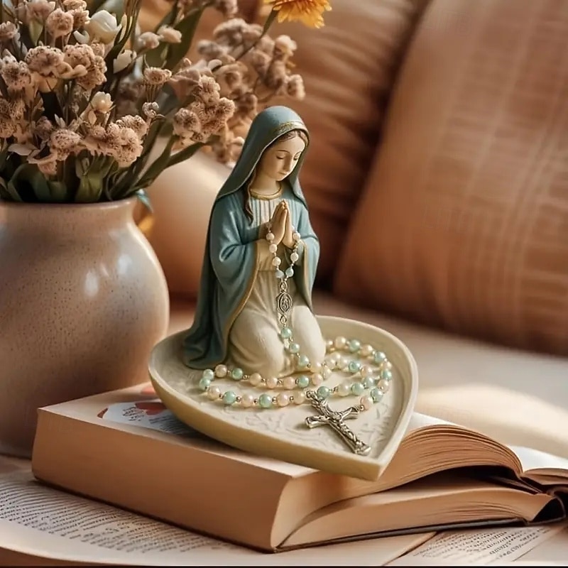 Neitsyt Maria Jeesus rukousnauha haltija pyhä katolinen veistos uskonnollinen siunattu patsas uskonnollinen lahja sopii makuuhuoneeseen olohuoneeseen toimistotyöpöydän koristeluun 2025 - $24.99 –P6