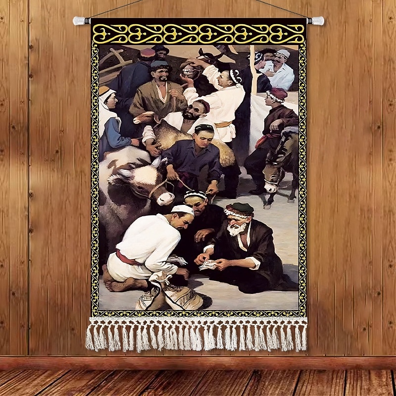 Skönhet Uyghur etnisk stil väggtapet konstnärlig bakgrundsdekoration boho hängande konst för sovrum vardagsrum eller café 2025 - $14.99 –P19