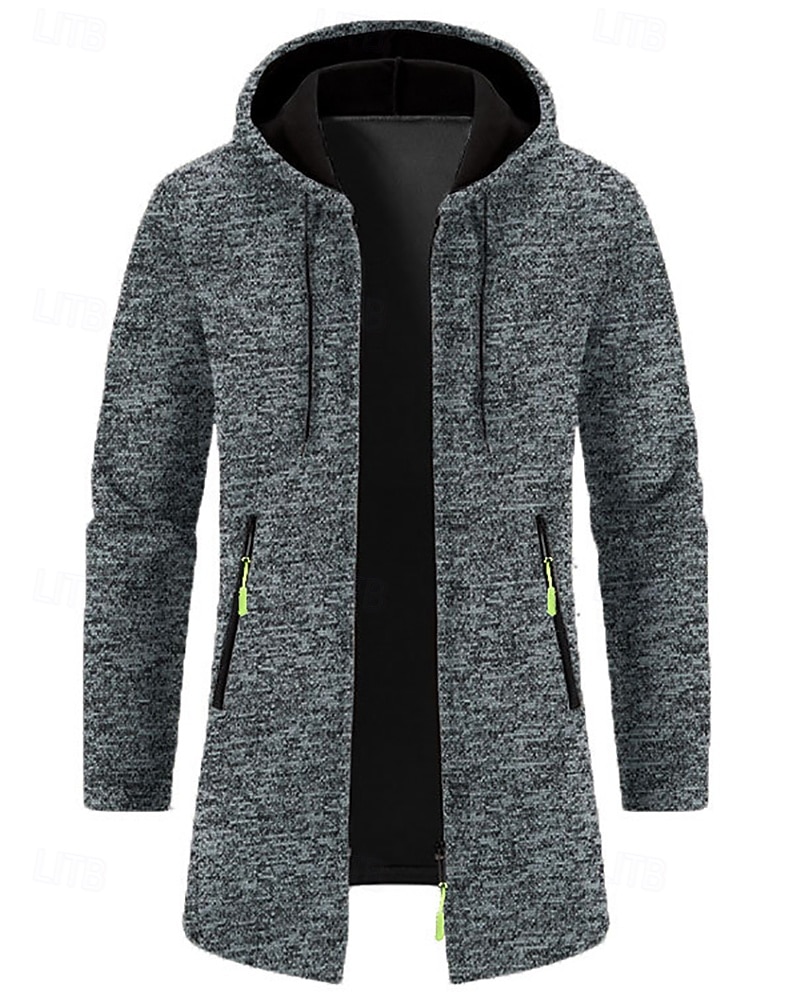 Férfi Felöltő Ballonkabát Hosszú Trench kabát Vakáció Napi Tavasz Tél Poliészter Szélbiztos Melegen tartani Felsőruházat Ruházat Divat Klasszikus Sima Zseb Kapucni Cipzár 2026 - $27.99 –P10