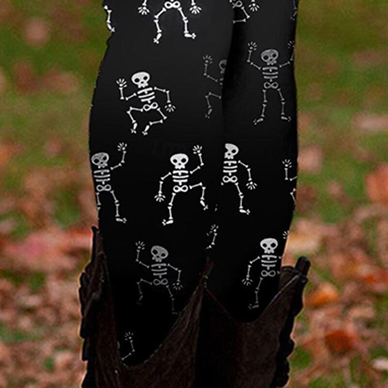 Per donna Leggings Leggings comodi Essenziale Casual Lunghezza intera Vita AltaPantsHalloween Teschio Stampa Calore Termico Confortevole Elasticizzato Vacanza Casuale Quotidiano Nero Autunno Inverno del 2025 a $21.99 –P3