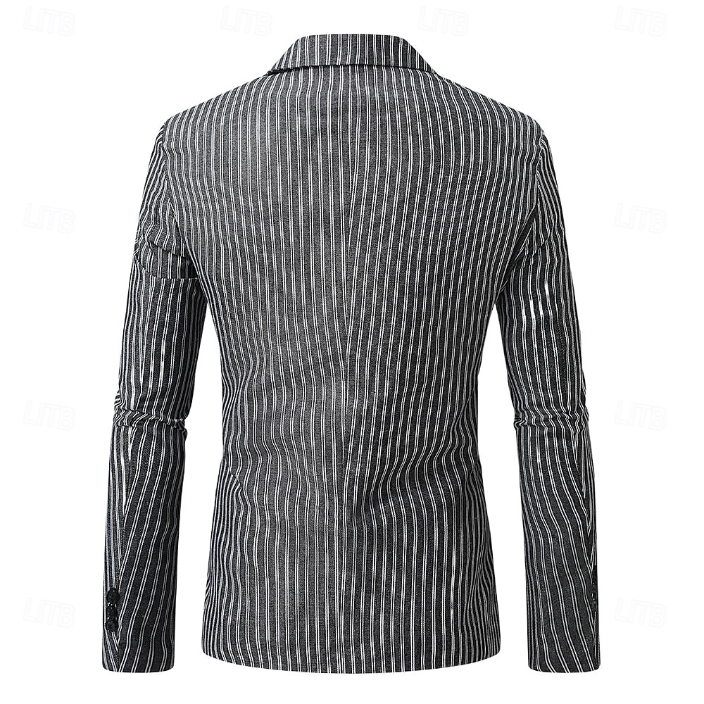 Pánské Sako Práce Obchod Jaro léto Podzim zima Polyester Vertikální pásky Jednořadové sako s jedním knoflíkem Blejzr Tmavě šedá Světle šedá 2025 - $46.99 –P3