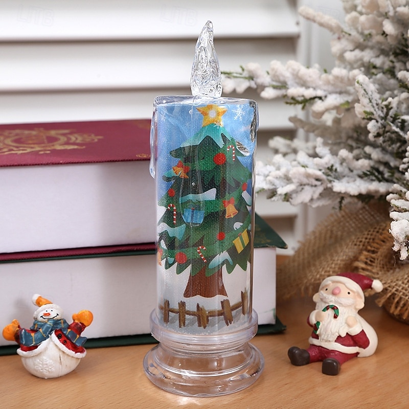 1 Pc 18 * 6.5CM Christmas with base LED electronic candle light party desktop decoration light ornament light Christmas tree Santa Claus reindeer snowman 2025 - CAD $3.99 –P4