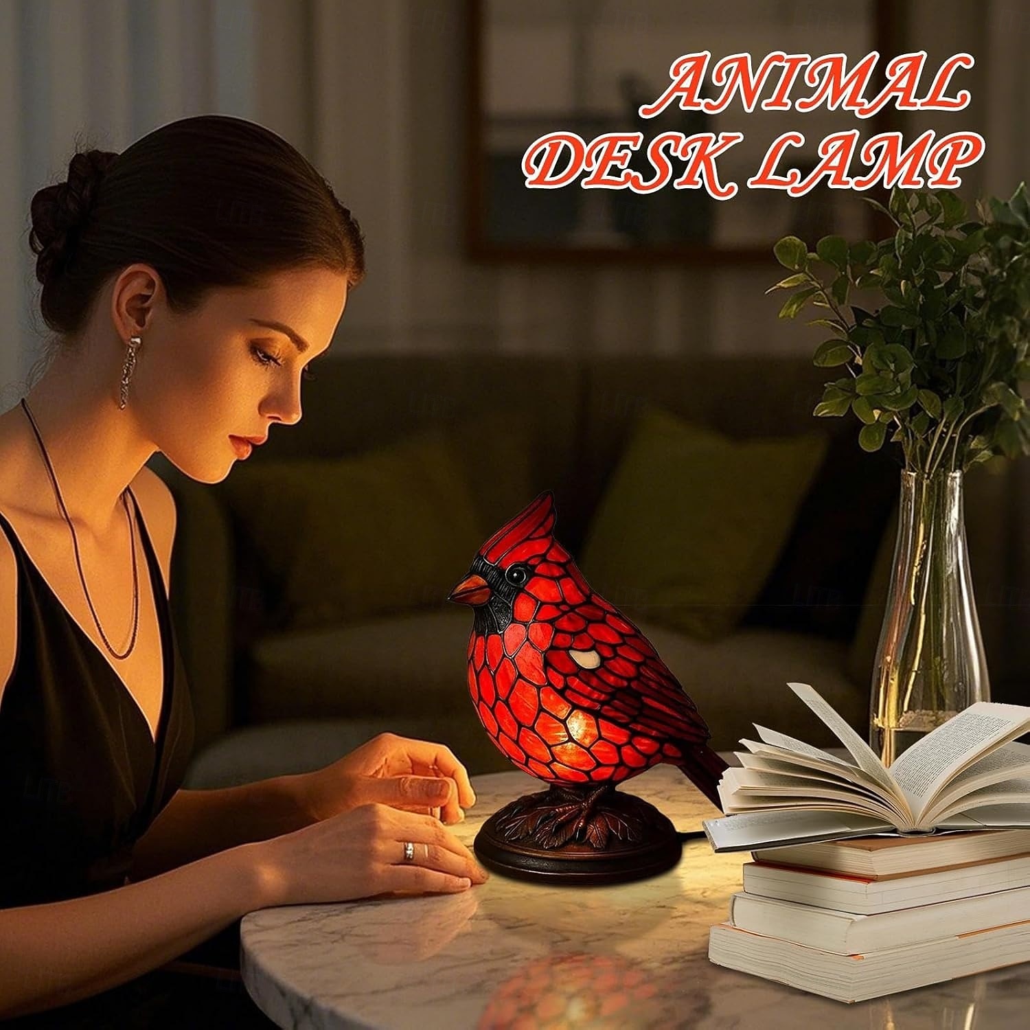 Lampă de noapte Cardinalis cu pasăre, rășină, lumină de noapte Cardinalis, decorațiuni de Crăciun, ornament de birou cu pasăre roșie, pentru noptieră, living, dormitor, decorare de casă 2026 - $29.99 –P7