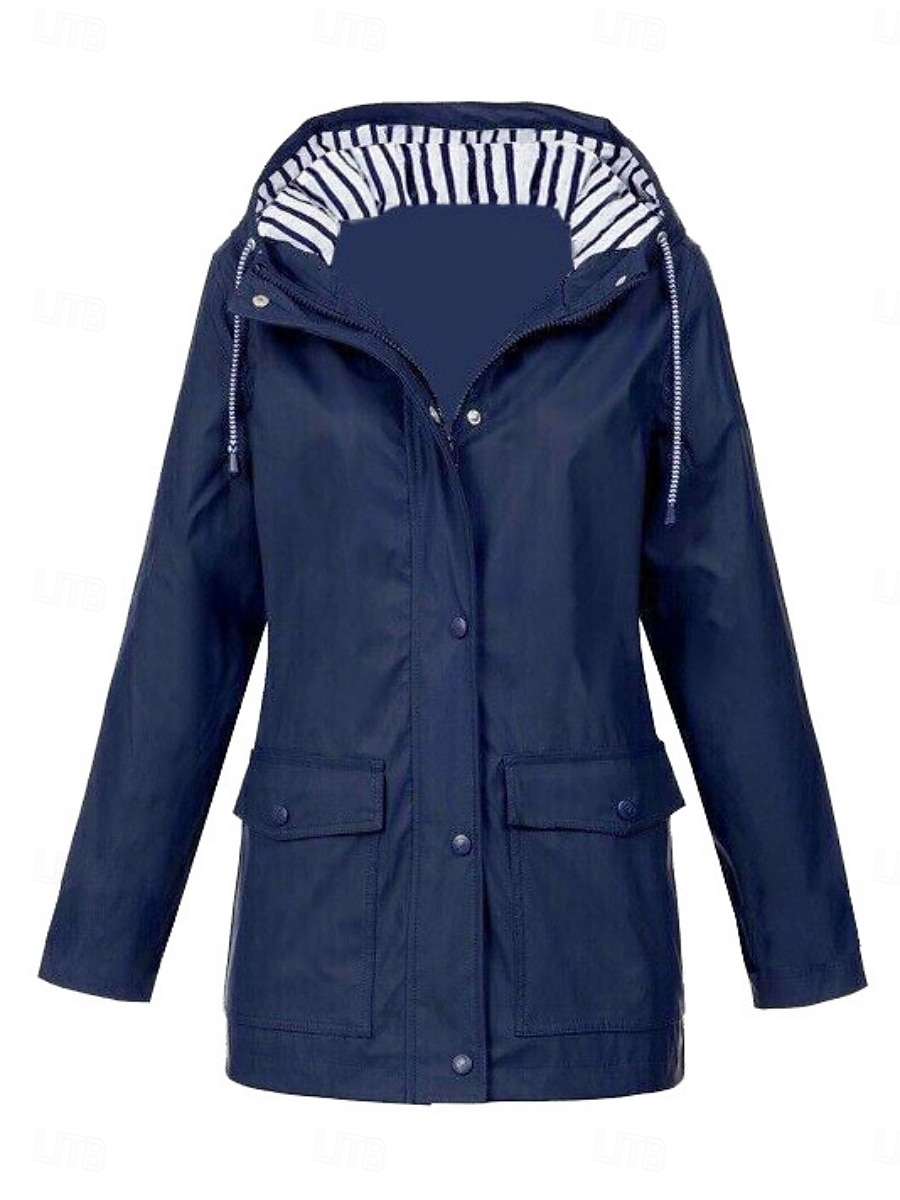 Mujer Chaqueta con capucha Cómodo Transpirable Bolsillo Botones Casual Plano Vacaciones Calle Casual Ropa Cotidiana Botonadura Simple Regular Con Capucha Ajuste regular Manga Larga Ropa de calle 2025 - $31.99 –P9